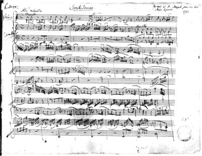 Ms.225 Sonate Premiere für Violine und Cembalo in C-Dur (K 403) 1782 von Wolfgang Amadeus Mozart